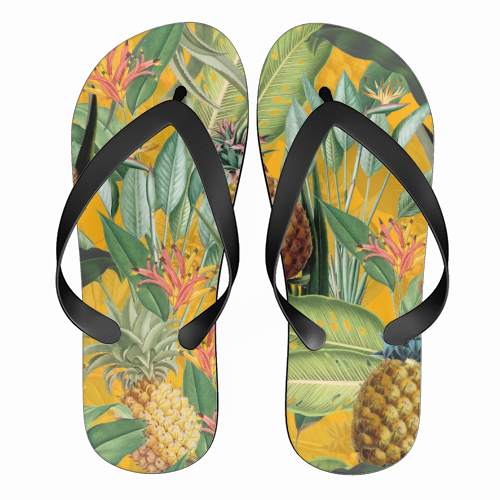 Tropical Pineapple Dance - funny flip flops by Uta Naumann