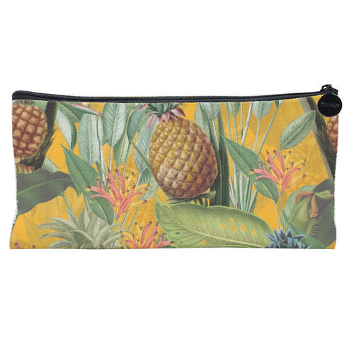 Tropical Pineapple Dance - flat pencil case by Uta Naumann