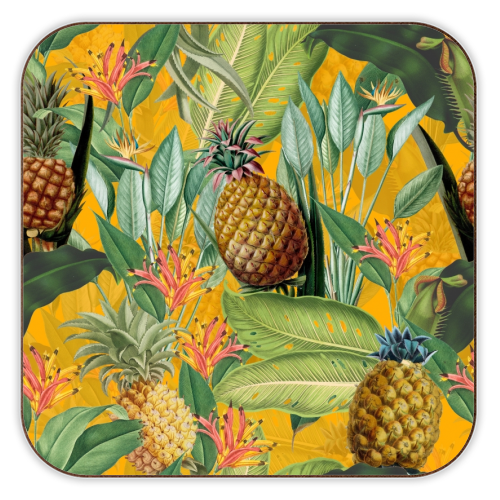 Tropical Pineapple Dance - personalised beer coaster by Uta Naumann