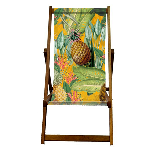 Tropical Pineapple Dance - canvas deck chair by Uta Naumann