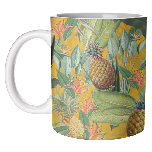 Tropical Pineapple Dance - unique mug by Uta Naumann