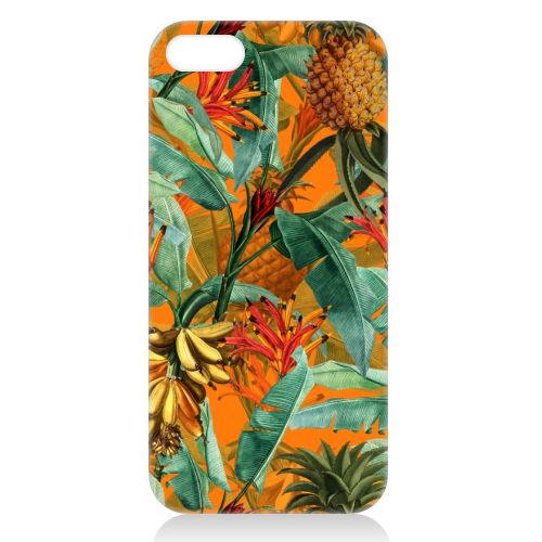 Tropical Jungle with Pineaplles and Bananas - unique phone case by Uta Naumann