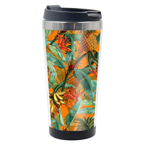 Tropical Jungle with Pineaplles and Bananas - photo water bottle by Uta Naumann