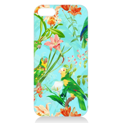 Tropical Bird and Flower Jungle - unique phone case by Uta Naumann