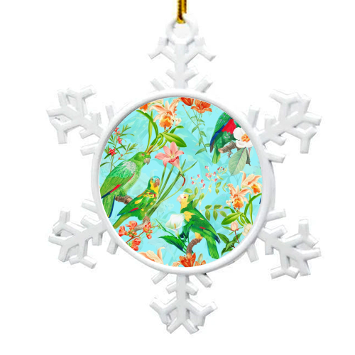 Tropical Bird and Flower Jungle - snowflake decoration by Uta Naumann