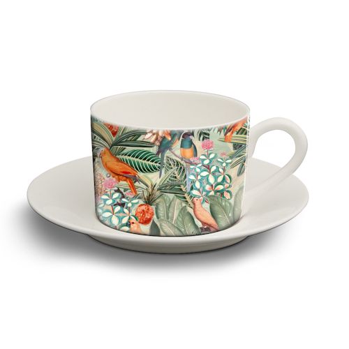 Beautiful flower and animal jungle - personalised cup and saucer by Uta Naumann