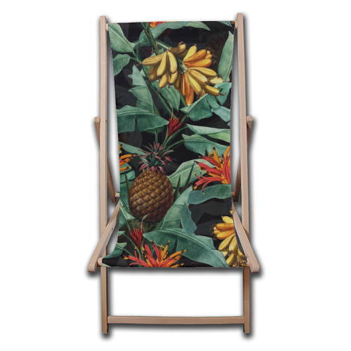 Vintage Tropical Night Jungle - canvas deck chair by Uta Naumann