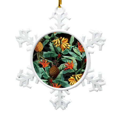 Vintage Tropical Night Jungle - snowflake decoration by Uta Naumann