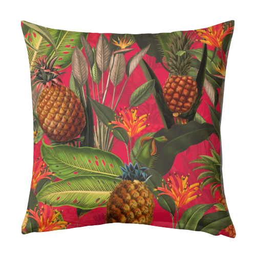 Tropical Pineapple Jungle Pink - designed cushion by Uta Naumann