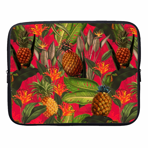Tropical Pineapple Jungle Pink - designer laptop sleeve by Uta Naumann