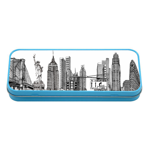 New York City Skyline - tin pencil case by Katie Clement
