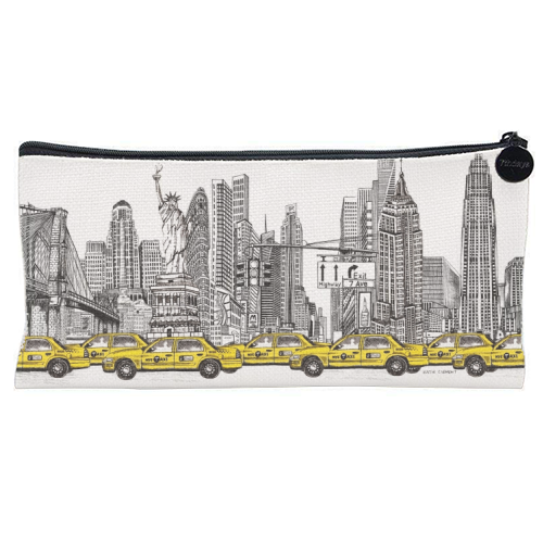 New York City Skyline - flat pencil case by Katie Clement