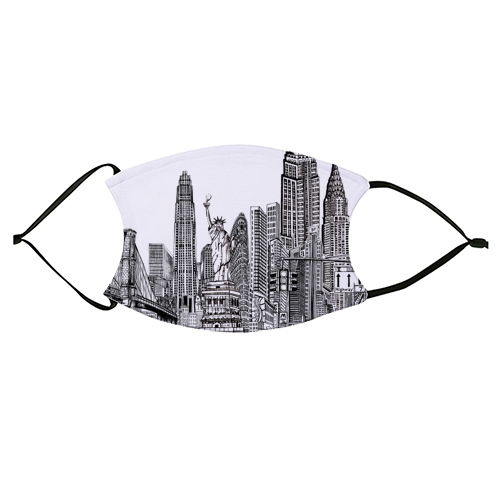 New York City Skyline - face cover mask by Katie Clement