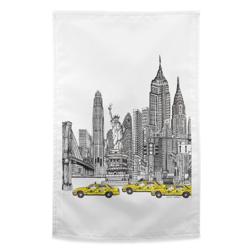 New York City Skyline - funny tea towel by Katie Clement