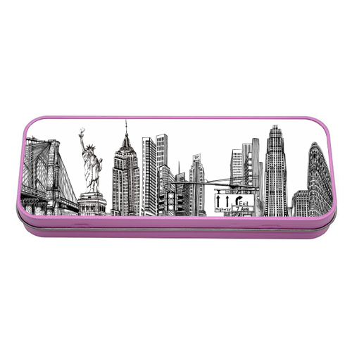 New York City Skyline - tin pencil case by Katie Clement