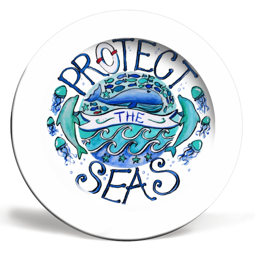 Protect The Seas - ceramic dinner plate by Giddy Kipper