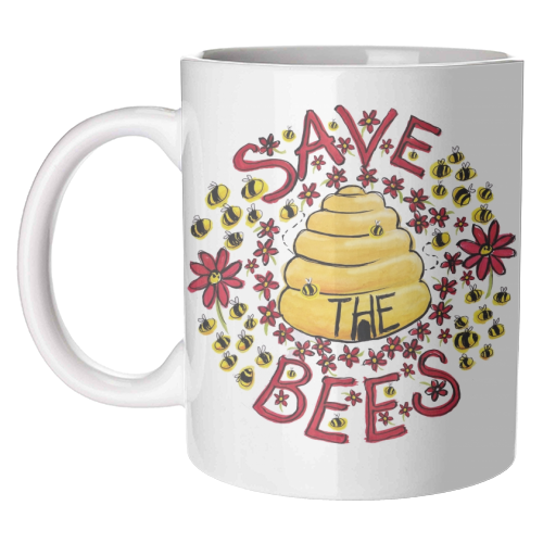 Save The Bees - unique mug by Giddy Kipper