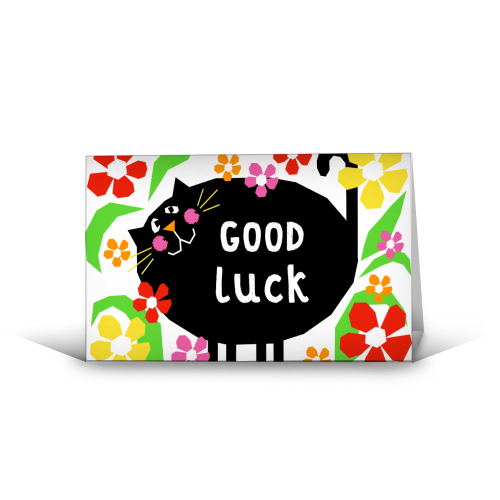 Black Cat Good Luck - funny greeting card by Adam Regester