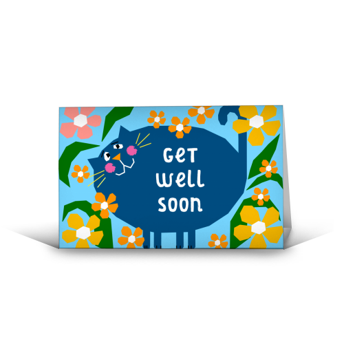 Get Well Soon With A Cat Theme - funny greeting card by Adam Regester