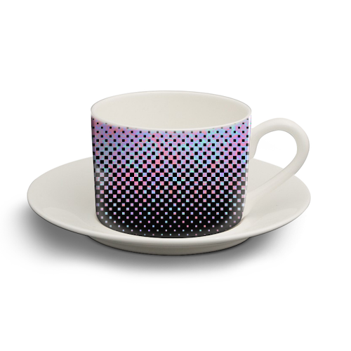 Funky Gradient Checkerboard - personalised cup and saucer by Kaleiope Studio