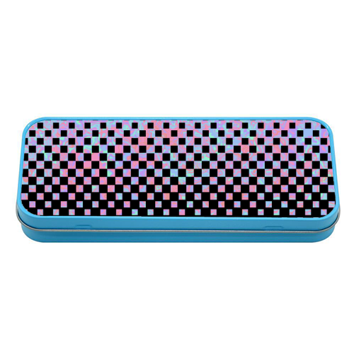 Funky Gradient Checkerboard - tin pencil case by Kaleiope Studio