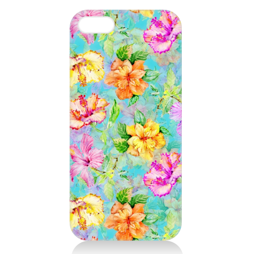 Colorful tropical Hibiscus Flower Jungle - unique phone case by Uta Naumann