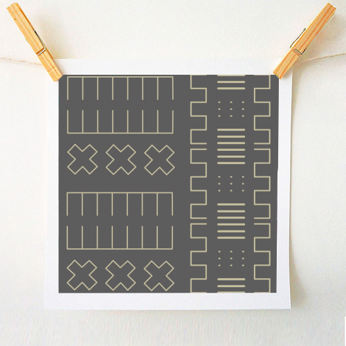 Simple Geometrical Pattern with African Inspiration - A1 - A4 art print by Ellinor