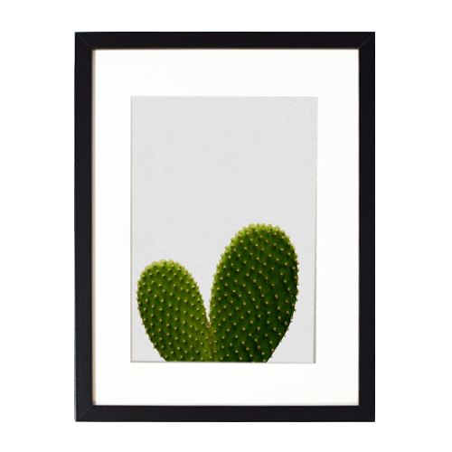 Heart Cactus - white/black framed print by Orara Studio