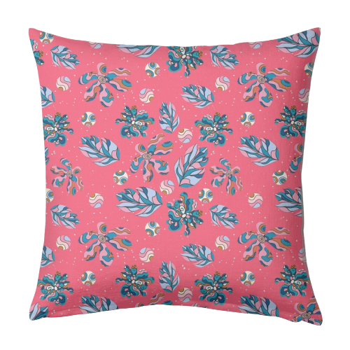 Crazy flowers (pink) - designed cushion by DejaReve