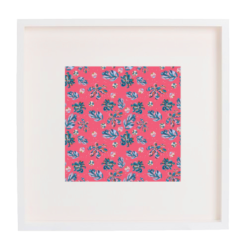 Crazy flowers (pink) - framed poster print by DejaReve