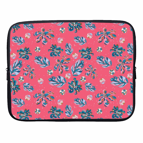 Crazy flowers (pink) - designer laptop sleeve by DejaReve
