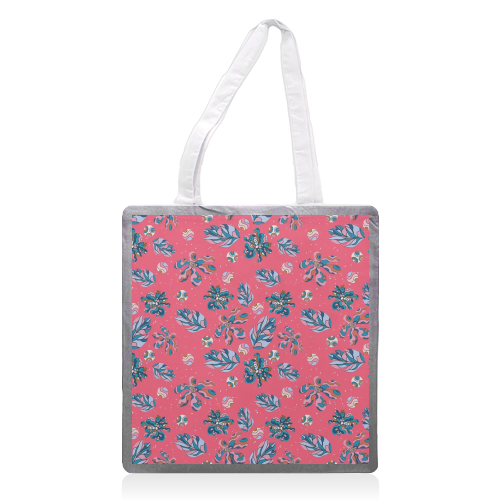 Crazy flowers (pink) - printed tote bag by DejaReve