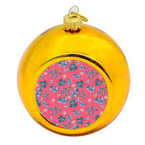 Crazy flowers (pink) - colourful christmas bauble by DejaReve