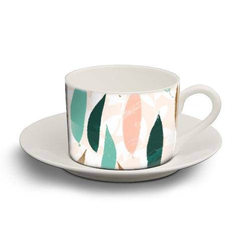 Leaf pattern - personalised cup and saucer by DejaReve