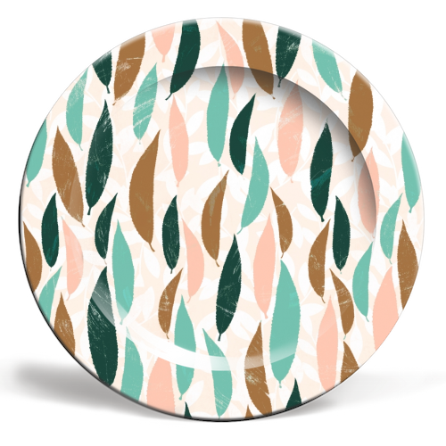 Leaf pattern - ceramic dinner plate by DejaReve