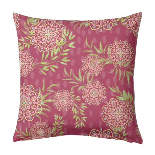 Mandala Flower (dark pink) - designed cushion by DejaReve