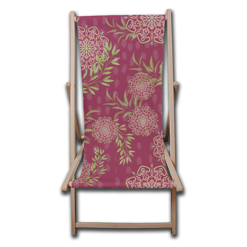 Mandala Flower (dark pink) - canvas deck chair by DejaReve