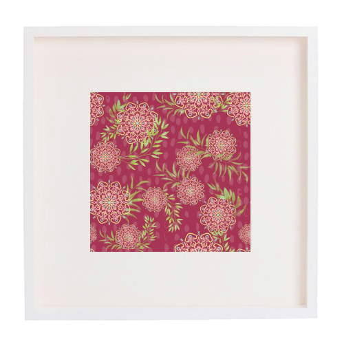 Mandala Flower (dark pink) - framed poster print by DejaReve