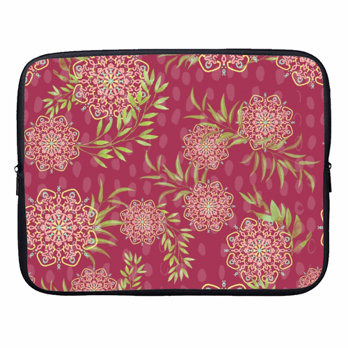 Mandala Flower (dark pink) - designer laptop sleeve by DejaReve