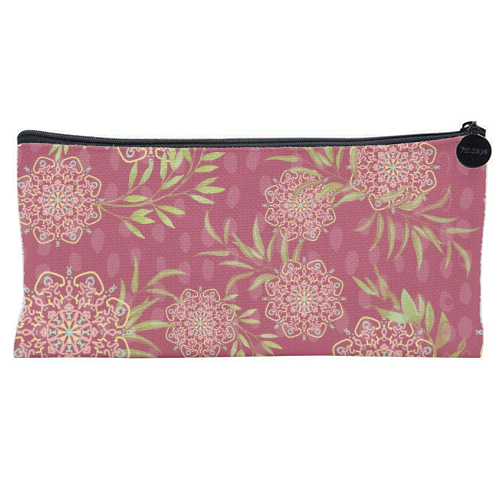 Mandala Flower (dark pink) - flat pencil case by DejaReve
