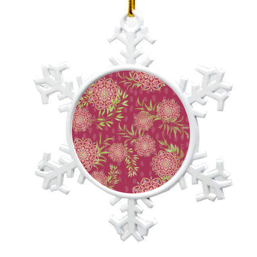 Mandala Flower (dark pink) - snowflake decoration by DejaReve