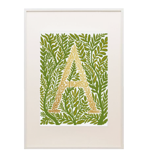 Botanical Metallic A Monogram - framed poster print by Samantha Dolan