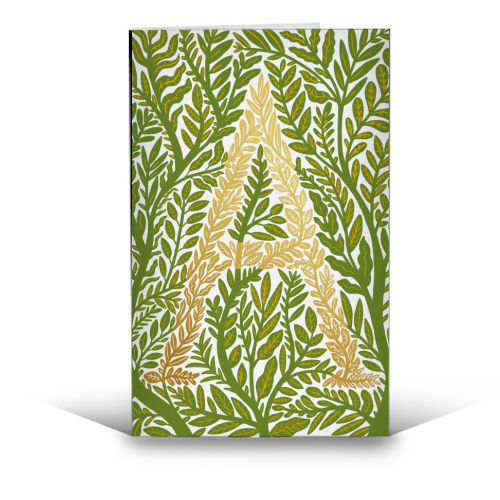 Botanical Metallic A Monogram - funny greeting card by Samantha Dolan