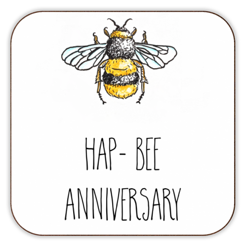 Bee Anniversary - personalised beer coaster by Adam Regester