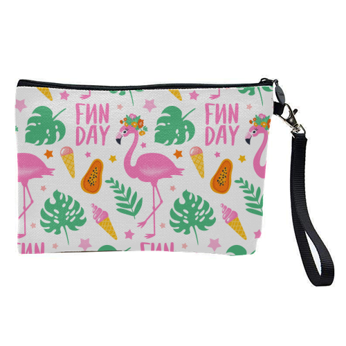 Pink Flamingo Fun Vacation - pretty makeup bag by Eunice Buchanan