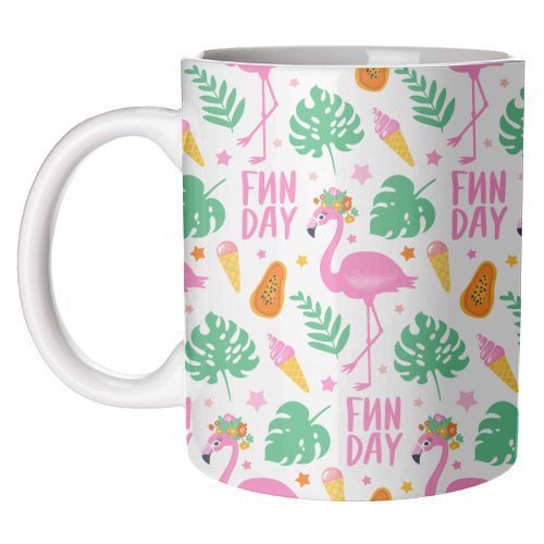 Pink Flamingo Fun Vacation - unique mug by Eunice Buchanan