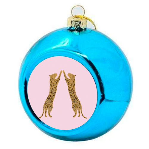 Leopards - colourful christmas bauble by Ella Seymour