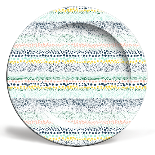 Little Textured Dots White - ceramic dinner plate by Ninola Design