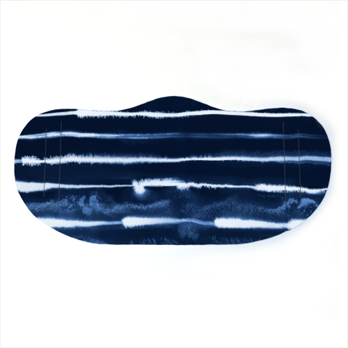 Navy Electric Ink Stripess - face cover mask by Ninola Design
