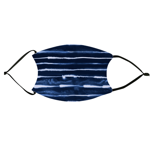 Navy Electric Ink Stripess - face cover mask by Ninola Design